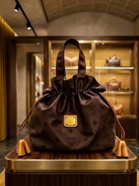 MCM Monogram Nylon Drawstring Handle Bag